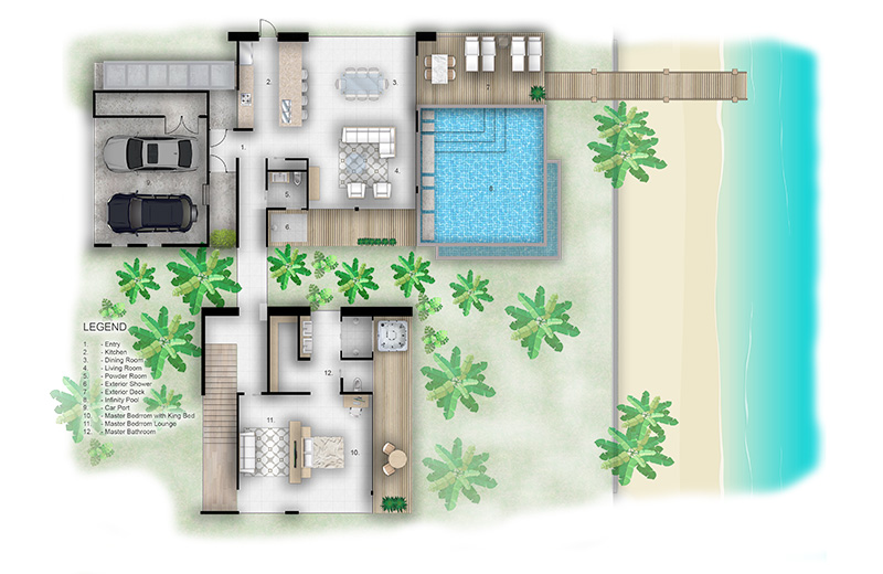 Airbnb floorplan of beach house